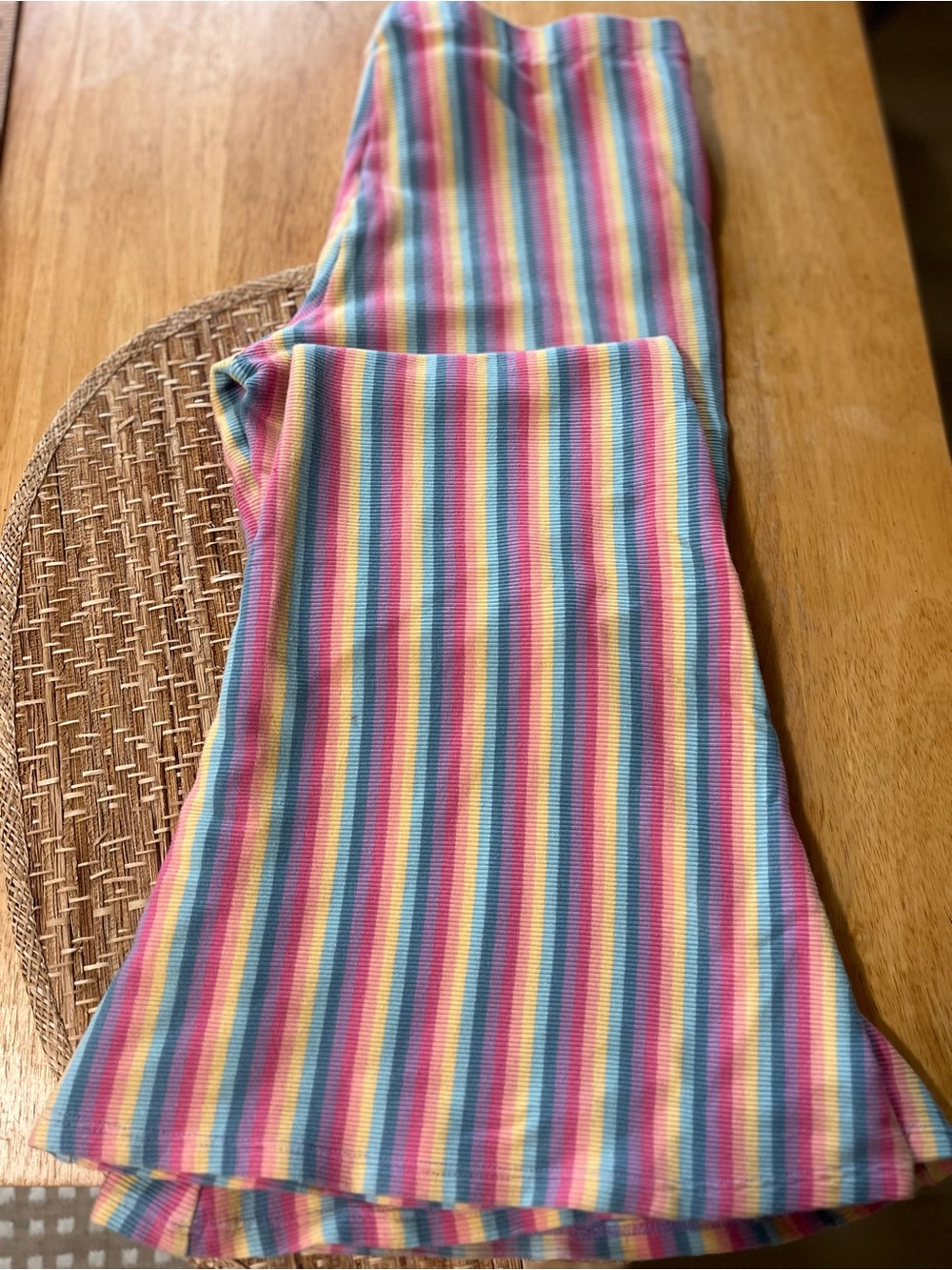 Bear Dance Rainbow Stripe Kids Pajama Bottoms - Pink, Blue, Yellow, Green